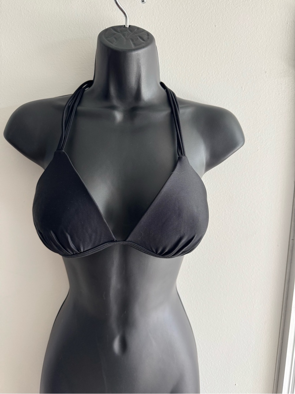 No Boundaries Black Triangle Halter Bikini Top